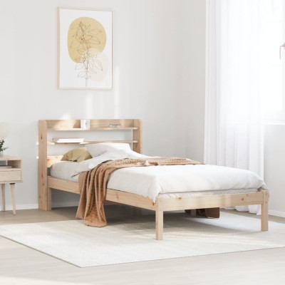 Estructura de cama sin colchón madera maciza de pino 90x200 cm