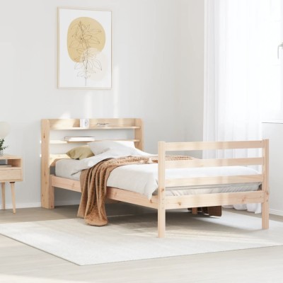 Estructura de cama con cabecero madera maciza pino 100x200 cm