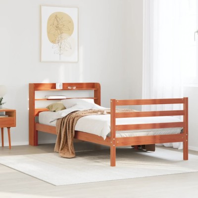 Estructura de cama sin colchón madera maciza marrón 75x190 cm