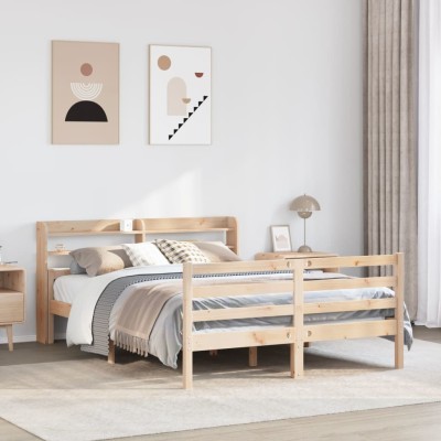 Estructura de cama con cabecero madera maciza pino 160x200 cm