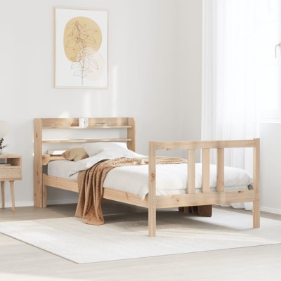 Estructura de cama con cabecero madera maciza pino 90x190 cm