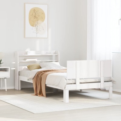 Estructura de cama con cabecero sin colchón blanco 100x200 cm