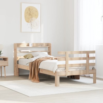 Estructura de cama con cabecero madera maciza pino 90x190 cm