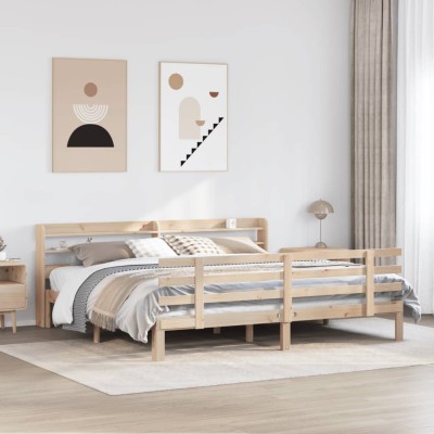 Estructura de cama con cabecero madera maciza pino 180x200 cm