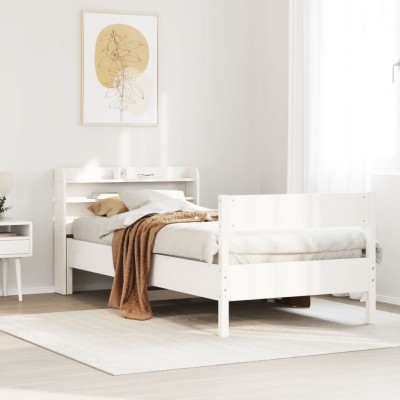 Estructura de cama sin colchón madera de pino blanca 90x200 cm