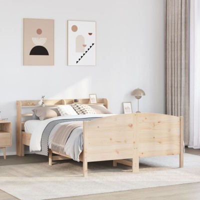 Estructura de cama sin colchón madera maciza de pino 135x190 cm