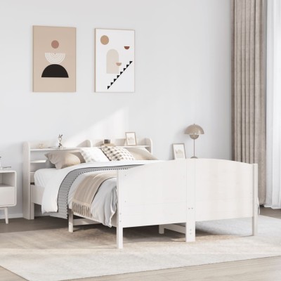 Estructura de cama sin colchón madera de pino blanco 135x190 cm