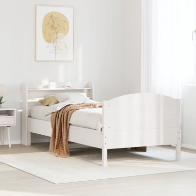Estructura de cama sin colchón madera maciza blanca 75x190 cm