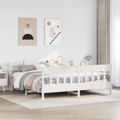 Cama sin colchón madera maciza de pino blanca 180x200 cm