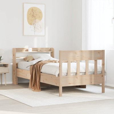 Estructura de cama sin colchón madera maciza de pino 90x200 cm
