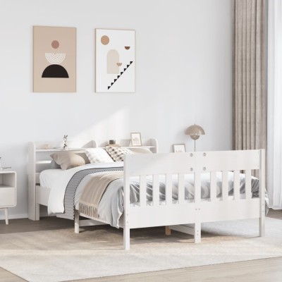 Estructura de cama sin colchón madera de pino blanca 140x190 cm
