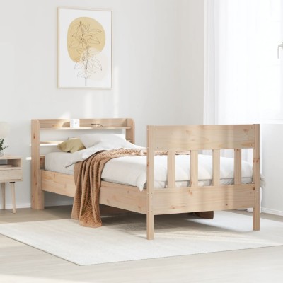 Estructura de cama sin colchón madera maciza pino 75x190 cm