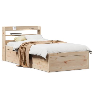 Estructura de cama con cabecero madera maciza pino 90x190 cm