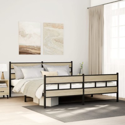 Estructura de cama sin colchón metal roble Sonoma 180x200 cm