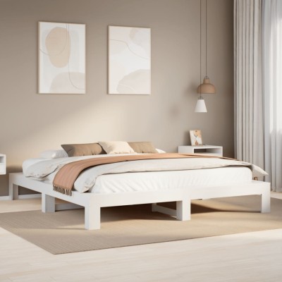 Estructura de cama sin colchón madera maciza blanca 200x200 cm