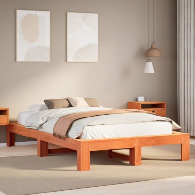 Estructura de cama sin colchón madera maciza marrón 120x190 cm