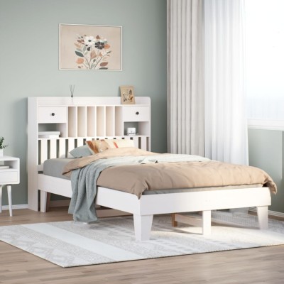 Estructura de cama sin colchón madera de pino blanco 135x190 cm