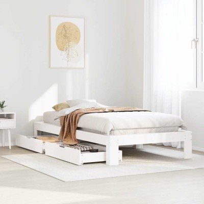 Estructura cama sin colchón madera maciza pino blanca 100x200cm