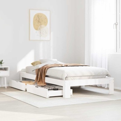 Estructura de cama sin colchón madera de pino blanca 90x200 cm