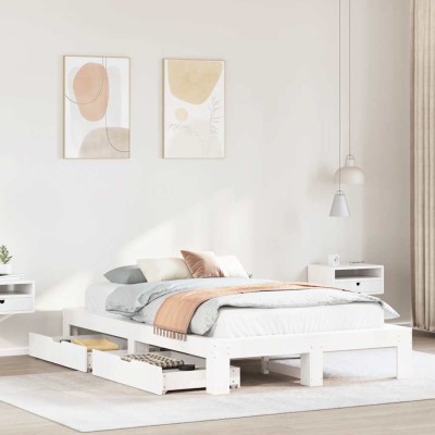 Estructura de cama sin colchón madera maciza blanca 120x190 cm