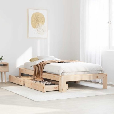 Estructura de cama sin colchón madera maciza pino 75x190 cm
