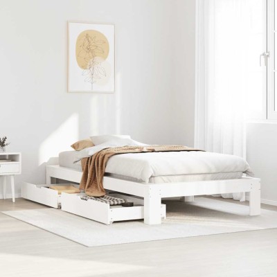Estructura de cama sin colchón madera maciza blanca 75x190 cm