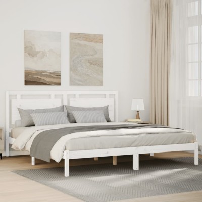 Cama extralarga sin colchón madera maciza blanca 200x220 cm