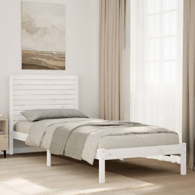 Cama extralarga sin colchón madera maciza blanca 90x220 cm