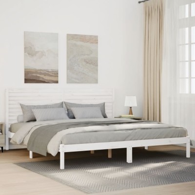 Cama extralarga sin colchón madera maciza blanca 180x220 cm