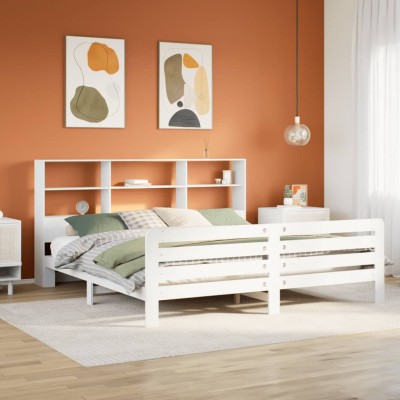 Cama sin colchón madera maciza de pino blanca 180x200 cm