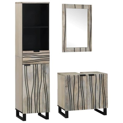 Juego de muebles de baño 3 pcs Blanco 38 x 33 x 160 cm