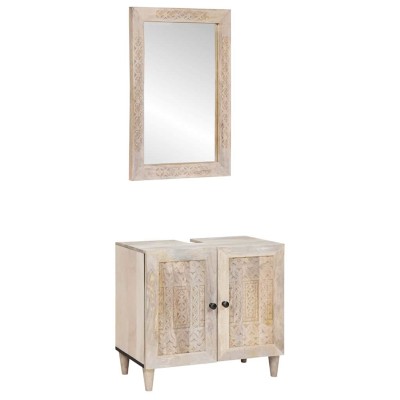 Juego de muebles de baño 2 pcs Blanco 62 x 33 x 58 cm