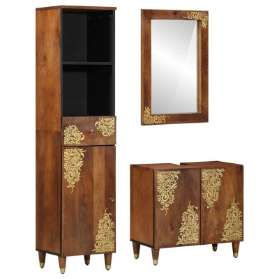 Conjunto de Muebles de Baño 3 pcs Marrón 62 x 33 x 58 cm