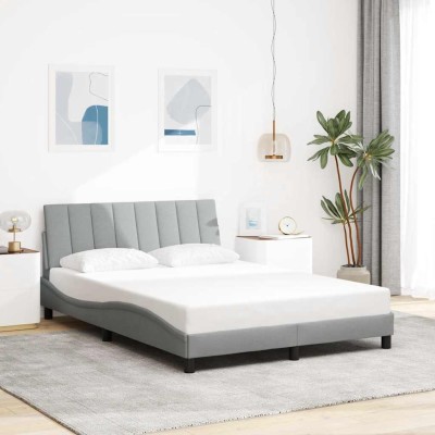 Cama sin colchón tela gris claro 140x200 cm