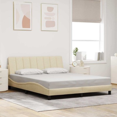 Cama sin colchón tela color crema 160x200 cm