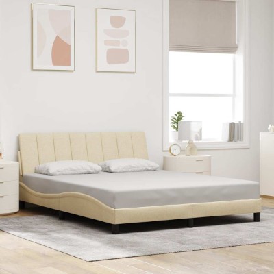 Cama sin colchón tela color crema 160x200 cm