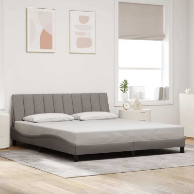 Cama sin colchón tela gris taupe 180x200 cm