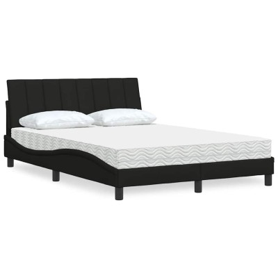 Cama con colchón tela negro 120x200 cm
