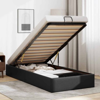Estructura de cama otomana sin colchón negro 100x200 cm