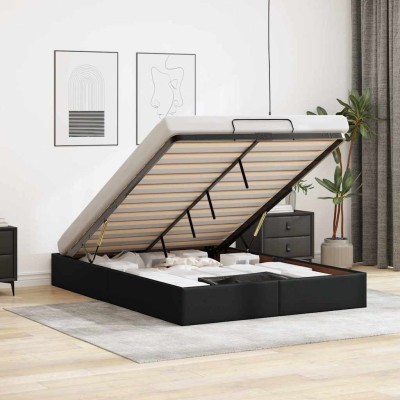 Estructura de cama otomana sin colchón negro 140x200 cm