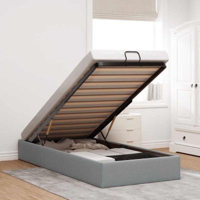 Estructura cama otomana sin colchón tela gris claro 100x200cm