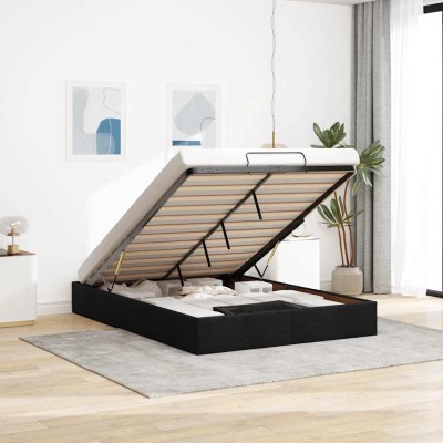 Estructura cama otomana sin colchón tela negro 140x200cm