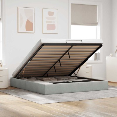 Estructura de cama otomana sin colchón gris claro 160x200cm