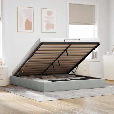 Estructura de cama otomana sin colchón gris claro 180x200cm