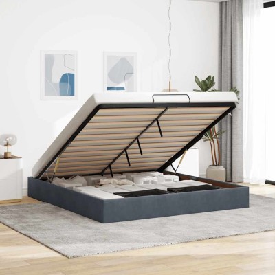 Estructura de cama otomana sin colchón gris oscuro 180x200cm