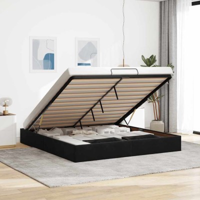 Estructura de cama otomana sin colchón negro 180x200cm