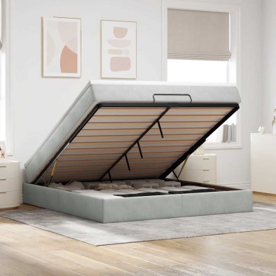 Estructura de cama otomana con colchón gris claro 180x200cm