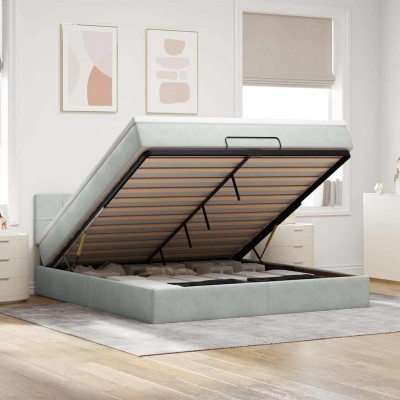 Estructura de cama otomana con colchón gris claro 180x200cm