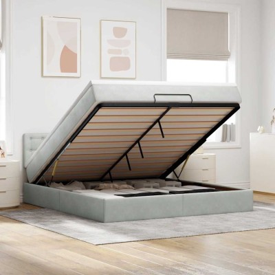 Estructura de cama otomana con colchón gris claro 180x200cm