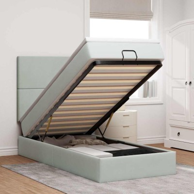 Estructura cama otomana colchones gris claro 80x200cm